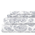 Premium Egyptian Cotton 4 Piece Pattern Microfiber Bed Sheets Set, Navy Coarse Paisley, Full - Breathable Egyptian Cotton Flat & Fitted Sheets - Default Title