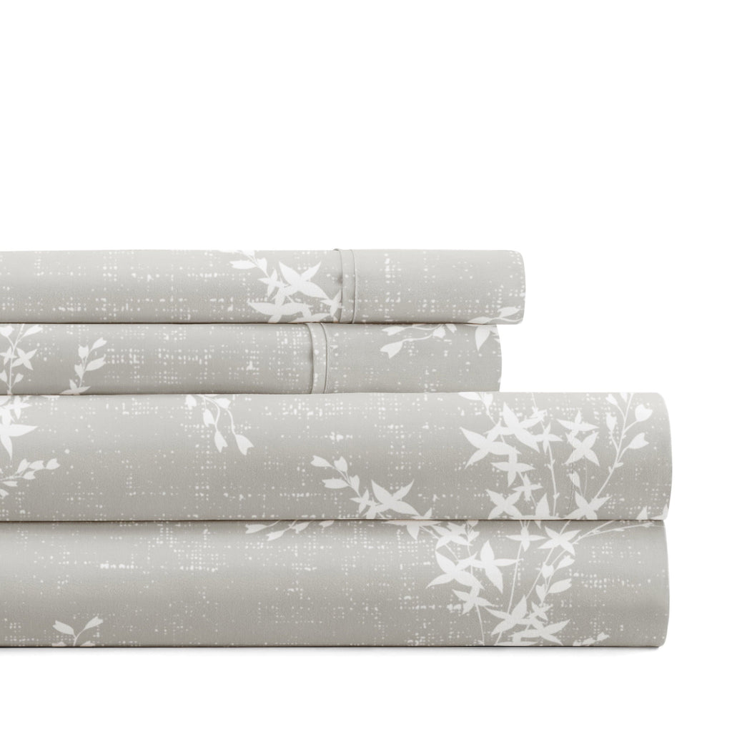 Breathable Luxury 3 Piece Pattern Microfiber Bed Sheets Set, Distressed Willow Light Gray, Twin - Breathable Egyptian Cotton Flat & Fitted Sheets - Default Title