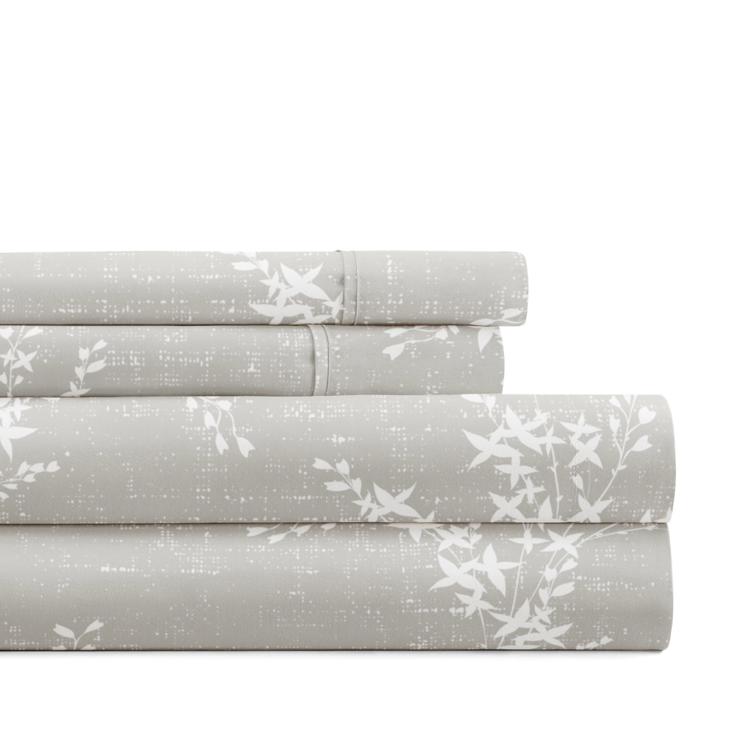 Breathable Luxury 3 Piece Pattern Microfiber Bed Sheets Set, Distressed Willow Light Gray, Twin - Breathable Egyptian Cotton Flat & Fitted Sheets - Default Title