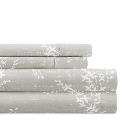 Breathable Luxury 3 Piece Pattern Microfiber Bed Sheets Set, Distressed Willow Light Gray, Twin - Breathable Egyptian Cotton Flat & Fitted Sheets - Default Title