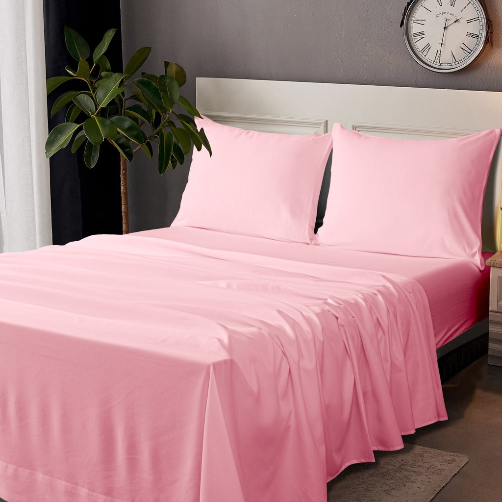 Cooling Sateen Microfiber Bed Sheets Set - 1800 Series Soft Sheet Set- 3 Piece - Twin XL - Pink - Premium Ultra-Soft Pillowcase Pair for Sleeping - Default Title
