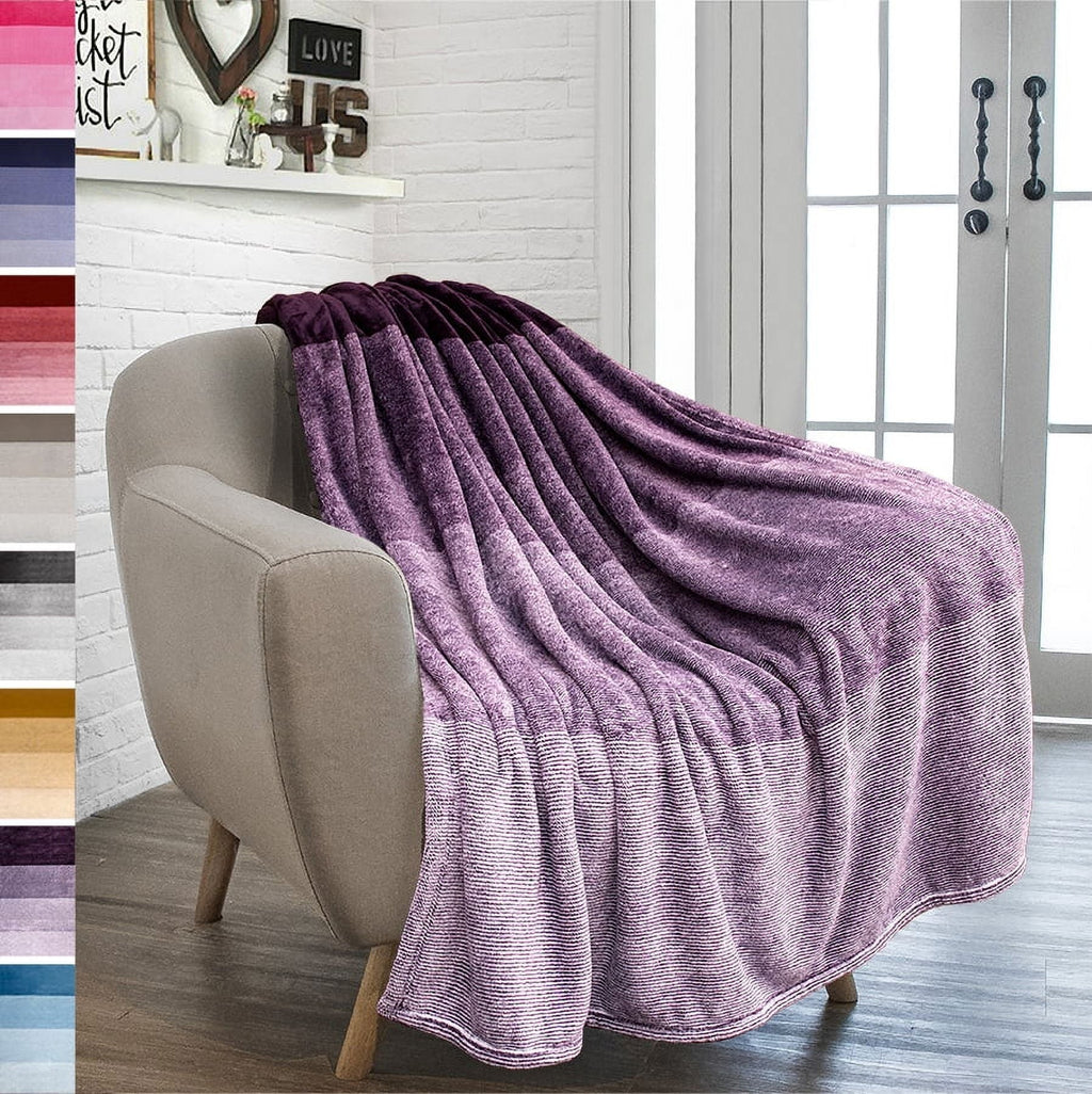 Cozy Fleece Flannel Fleece Ombre Throw Blanket for Couch | Super Soft Cozy Microfiber Couch Blanket | Gradient Decorative Accent ... - Lightweight Plush Warm Blanket for All Seasons - Default Title