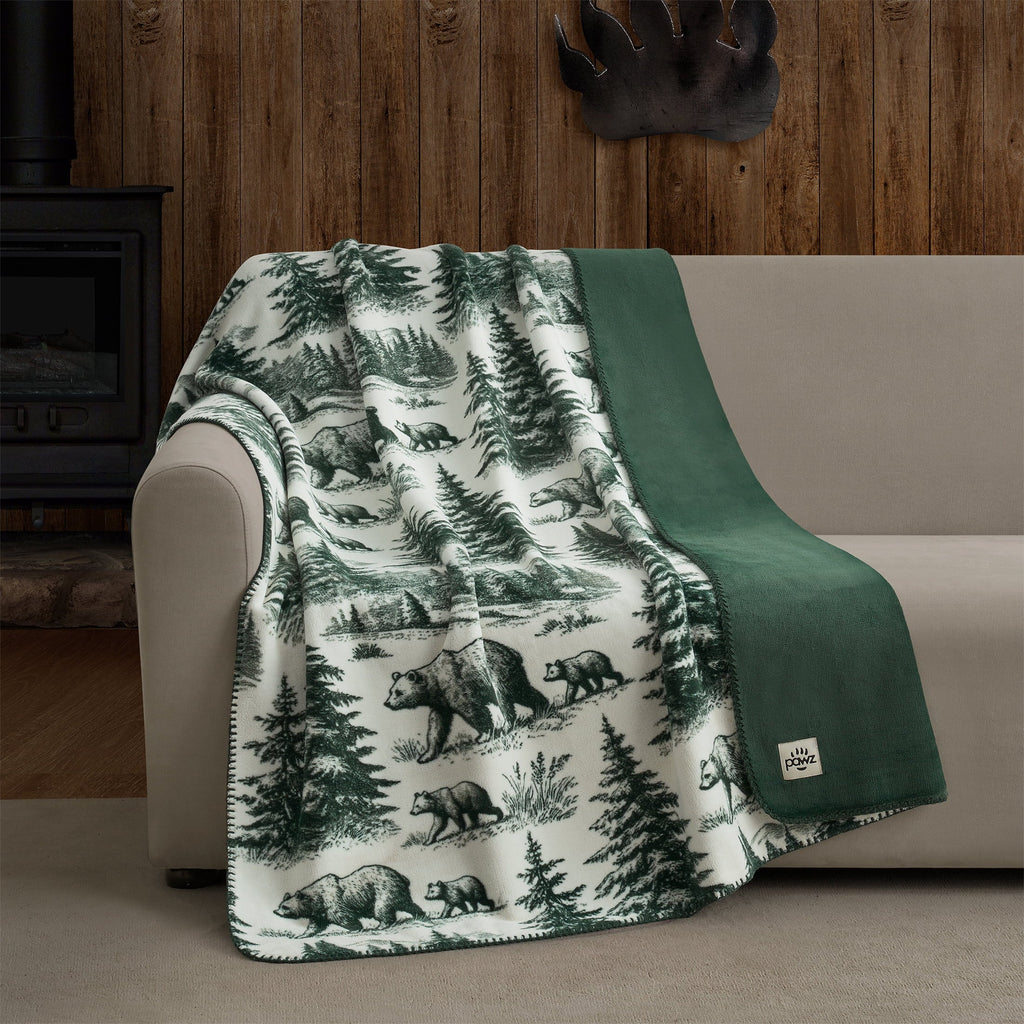 Reversible Sherpa Plush Oversized Throw Blanket for Couch or Bed, Soft Flannel Fleece, Green Pine Trees, 50"x72" - Super Soft Reversible Sherpa Flannel Blanket - Default Title