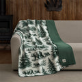 Reversible Sherpa Plush Oversized Throw Blanket for Couch or Bed, Soft Flannel Fleece, Green Pine Trees, 50"x72" - Super Soft Reversible Sherpa Flannel Blanket - Default Title