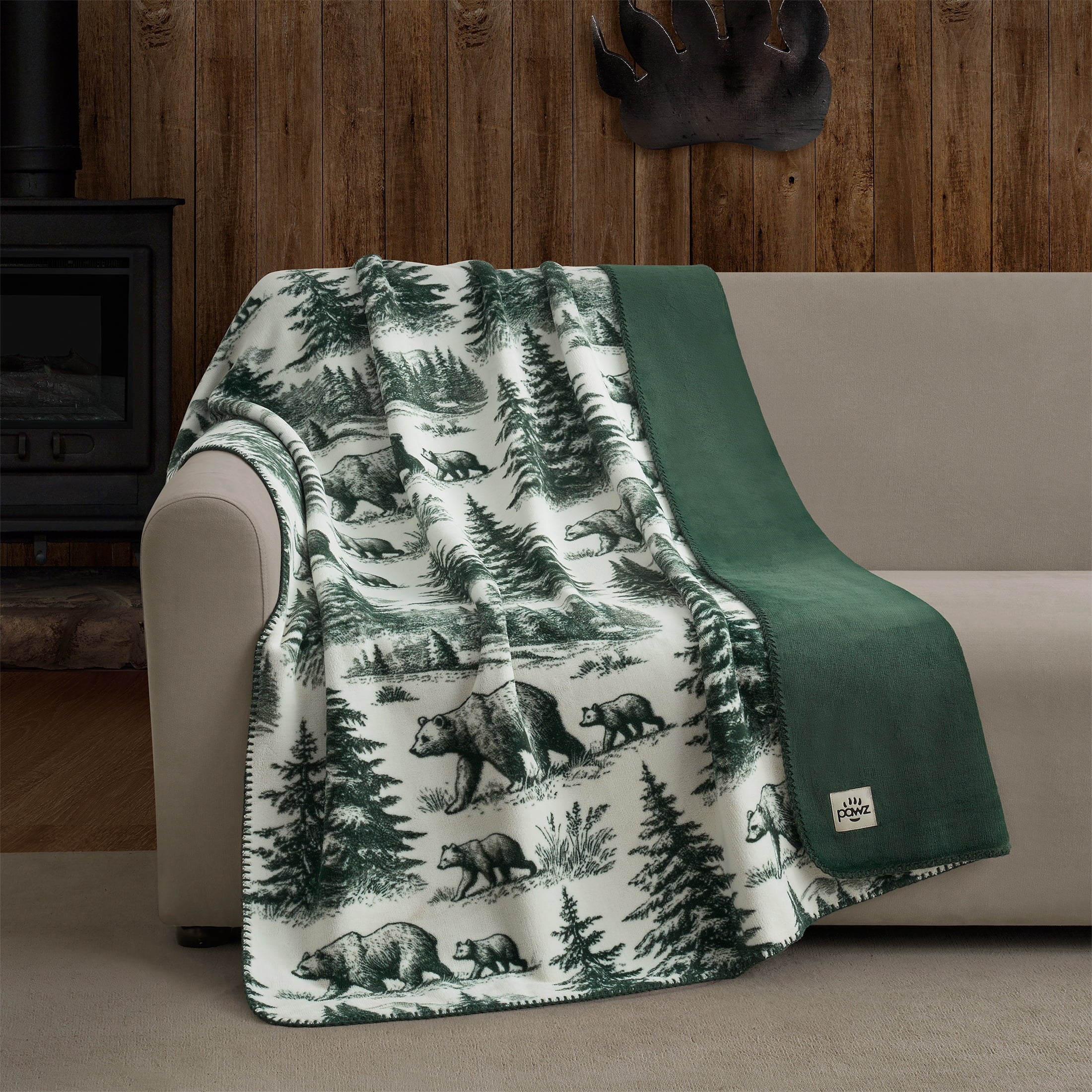 Reversible Sherpa Plush Oversized Throw Blanket for Couch or Bed, Soft Flannel Fleece, Green Pine Trees, 50"x72" - Super Soft Reversible Sherpa Flannel Blanket - Default Title