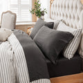 Wrinkle-Resistant 100% Cotton Jersey Knit 4pc Bed Sheet Set Extra Deep Pocket up to 20" Charcoal Gray Queen - Cooling Hotel Quality Bedding Sheets and Pillowcases - Default Title