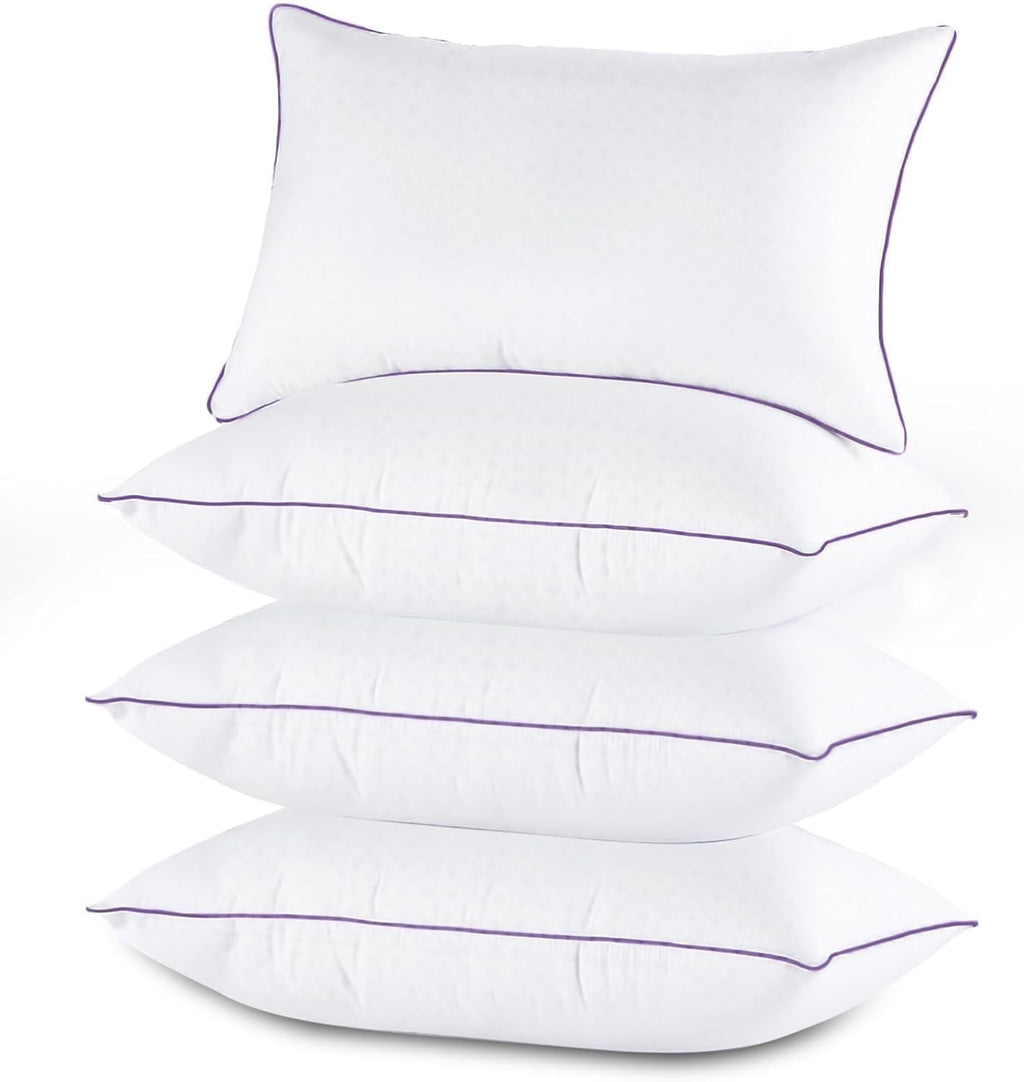 Hotel Collection Set of 4, Cooling and Supportive Bed with Super Soft Down Alternative Fill, Luxury Fluffy Hotel Quality for Side, Bac... - Orthopedic Shredded Foam Bed Pillow Set - Default Title