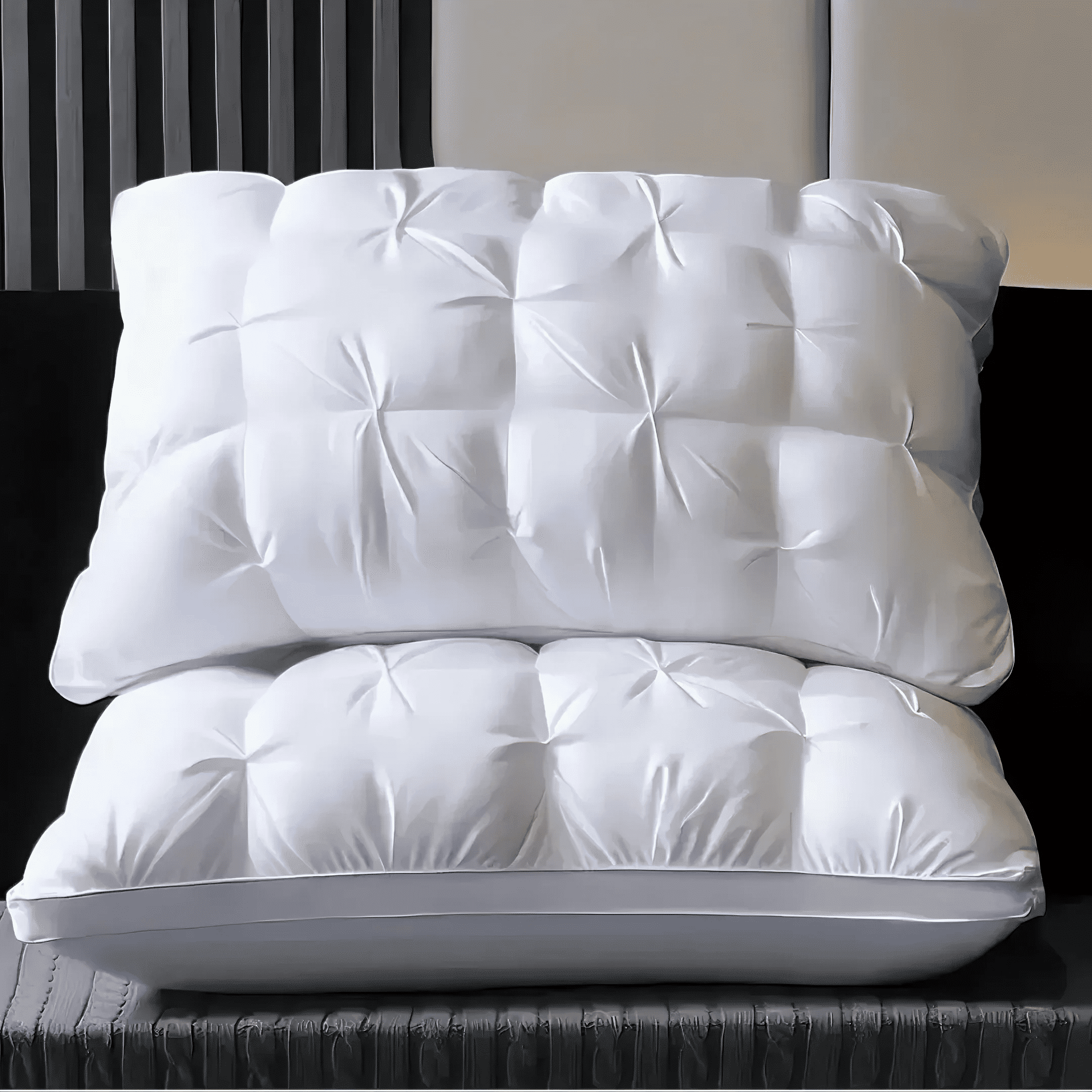 Hotel Collection Queen Size Bed Pillows Set of 2, Hotel Quality, Down Alternative Gusseted Bed Pillows for Side, Back, or Stomach Slee... - Orthopedic Shredded Foam Bed Pillow Set - Default Title