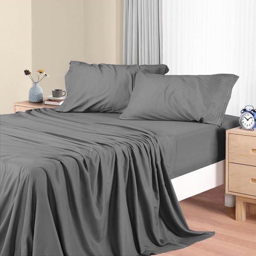 Cooling Sateen Size, Microfiber Cooling , Breathable & Hypoallergenic 4 Pieces Luxury Soft Sheet Set, Mattress Fitted up... - Cooling Hotel Quality Bedding Sheets and Pillowcases - Default Title