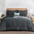 Heavyweight Warmth 7 Pieces Comforter Set with Sheets - Bed in a Bag with Comforter and All Season Sheets, Pillowcases,Dark Gray,Queen - Cloud-Like Soft Lightweight Bed Comforter - Default Title