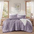 Fluffy Down Alternative Full/Queen Comforter Set, Boho 3-Piece Pintuck Stitching Bedding Set, Soft Washed Pleated Bed Sets with Pillow Shams,... - Luxurious Quilted Duvet Cover Set - Default Title