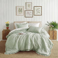 All-Season Full/Queen Comforter Set Sage, 3 Pieces Quilted Ruffle Comforters Full/Queen Size, Solid Bedding Comforters Sets, Gif... - Hypoallergenic Ultra-Fluffy Quilt for Winter - Default Title