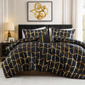 Fluffy Down Alternative Full/Queen Size Comforter Set, 4-Piece Bedding Set for All Seasons, Geometric Metallic Comforter Bed Set with Decor P... - Hypoallergenic Ultra-Fluffy Quilt for Winter - Default Title