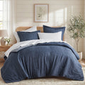 All-Season Queen Size Comforter Set, 7-Piece Reversible Bed in a Bag with Sheets, Navy - Cloud-Like Soft Lightweight Bed Comforter - Default Title