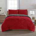 Fluffy Down Alternative Reversible 3pc Comforter Set- Available In A Few Sizes And Colors , Full/Queen, Red/Gray - Luxurious Quilted Duvet Cover Set - Default Title