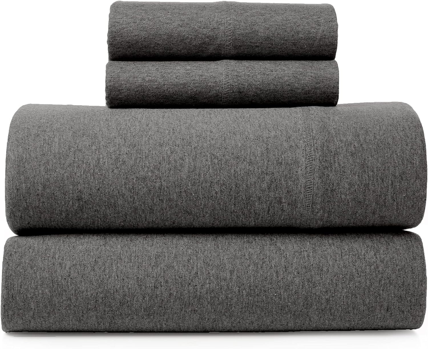 Premium Egyptian Cotton Jersey Sheet Set - 4 Pieces Queen Cotton Sheets Set - Stretchable Ultrasoft Luxury Knit Bed Linen (Dark Gray, Queen) - Luxury Bed Sheet Set with Deep Pockets - Default Title