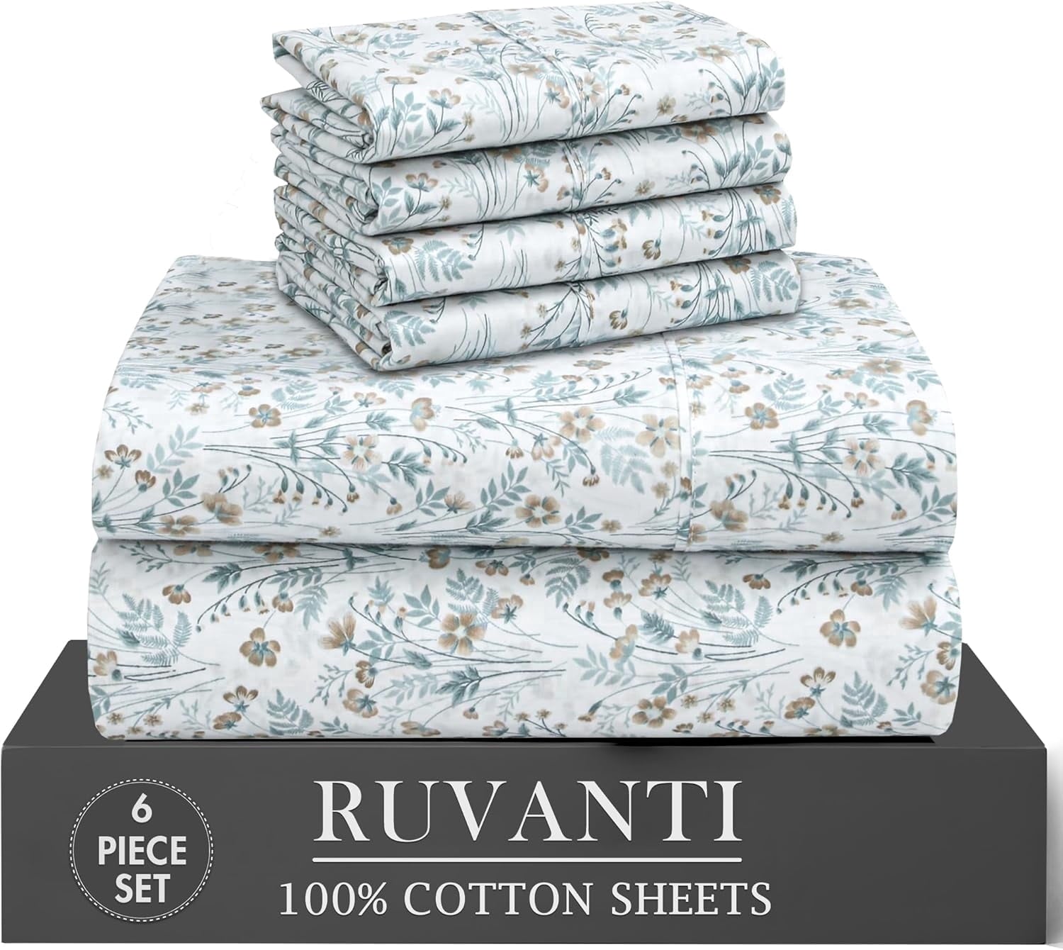 Premium Egyptian Cotton 6 Pcs Cotton Sheets - 100% Natural Cotton Soft, Lightweight & Breathable Crispy Percale Bed Sheets, King Size Sheets ... - Breathable Egyptian Cotton Flat & Fitted Sheets - Default Title