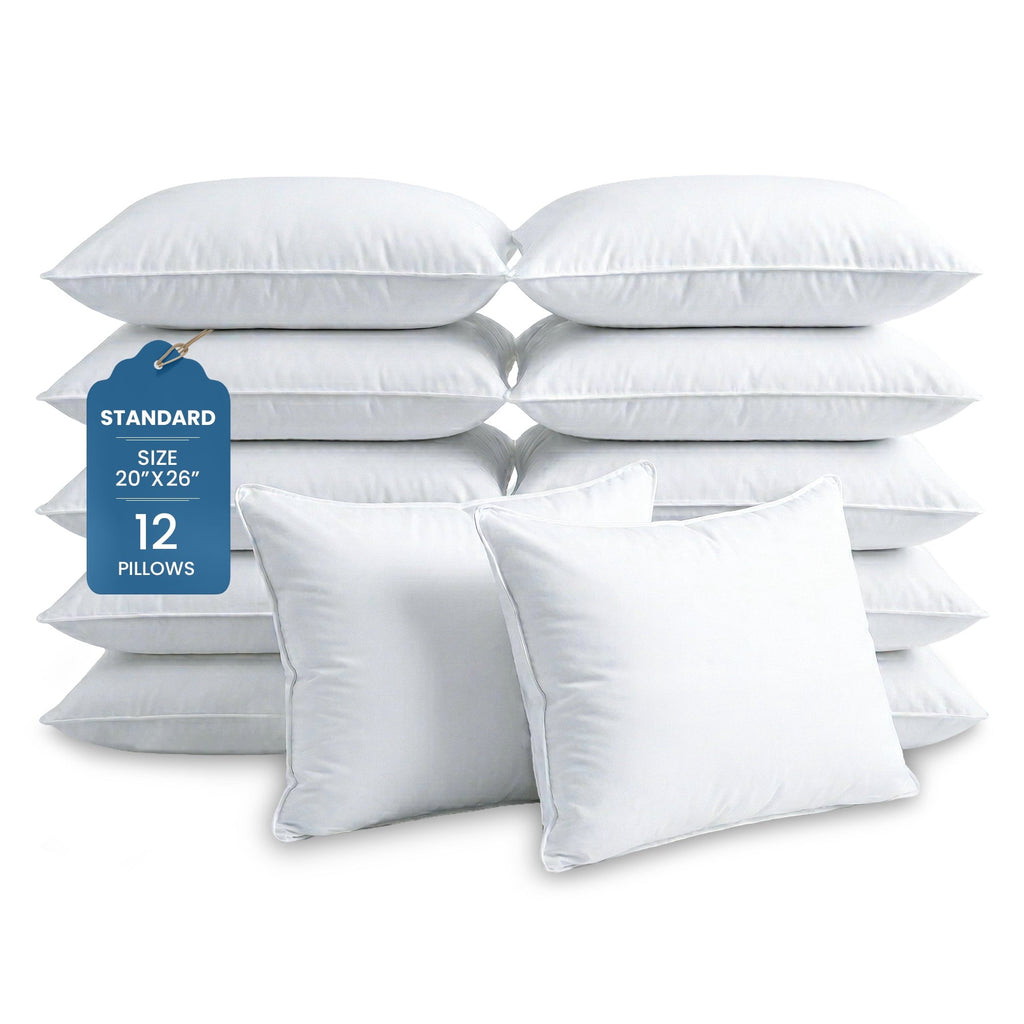 Decorative Plump Ryotei Economy Bulk Hotel Pillows 20"x26" Standard (Pack of 12) | Premium Cluster Fiber Fill | Soft Down Alternative ... - Hotel Quality Plush Sleeping Pillows - Default Title
