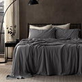 Cooling Sateen Bed Sheets - Full Size Bed Sheets - Washed Microfiber - 4 Piece Hotel Luxury Bedding Sheets with Fitted Sheet, Flat S... - Premium Ultra-Soft Pillowcase Pair for Sleeping - Default Title