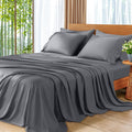 Wrinkle-Resistant 6 Pieces Bamboo Bed Sheets Set, Luxury Rayon Derived - Deep Pockets - Wrinkle Free - Extremely Soft, Queen, Dark Gray - Cooling Hotel Quality Bedding Sheets and Pillowcases - Default Title