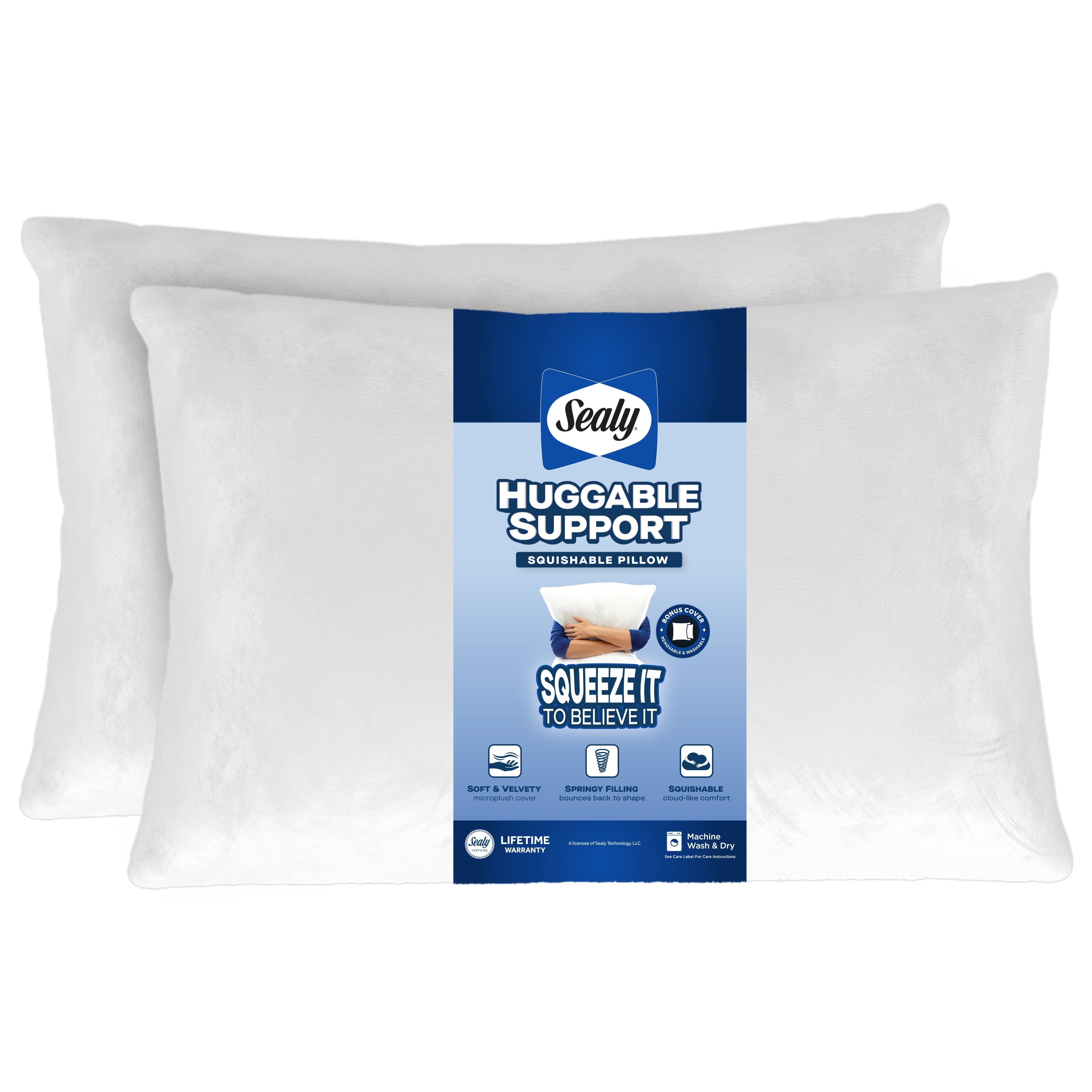 Hotel Collection Huggable Support Bed Pillow, Standard- Soft Velvety Cover, Squishable Comfort (2 Count) - Hotel Quality Plush Sleeping Pillows - Default Title