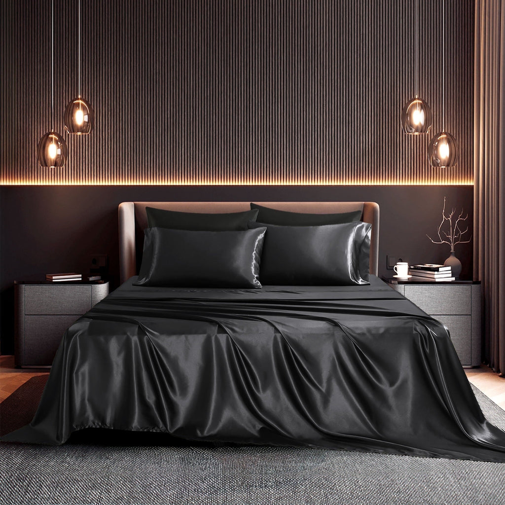 Premium Egyptian Cotton Set, Queen, Silky Bed s, 4 Pieces,Black - Premium Ultra-Soft Pillowcase Pair for Sleeping - Default Title