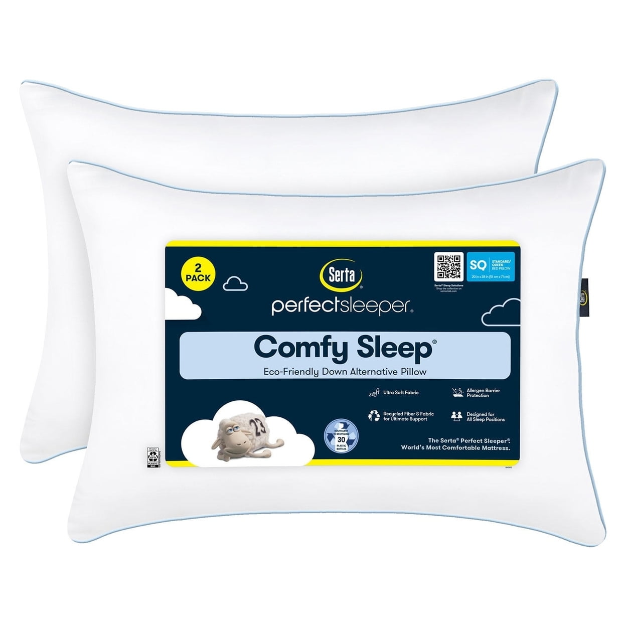 Fluffy Shredded Comfy Sleep Eco-Friendly Bed Pillow Standard/Queen (2 Pk) - Decorative Throw Pillow Cushion for Sofa & Bed - Default Title
