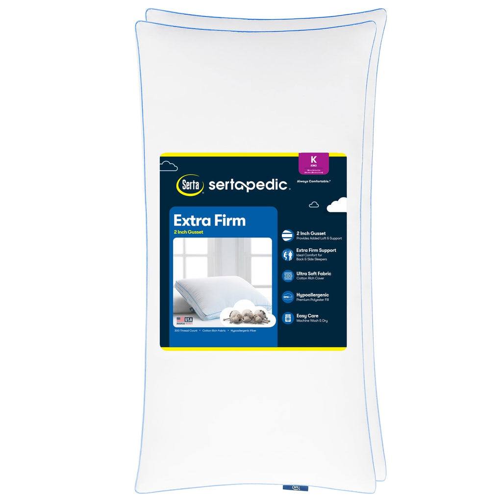 Decorative Plump pedic Extra Firm Bed Pillow, King, 2 Pack, Hypoallergenic - Orthopedic Shredded Foam Bed Pillow Set - Default Title