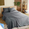 Premium Egyptian Cotton Shilucheng 4 Pieces Luxury Bed Sheets Set, Plush Microfiber Bed Sheets, 16" Deep Pocket, Queen, Dark Gray - Cooling Hotel Quality Bedding Sheets and Pillowcases - Default Title