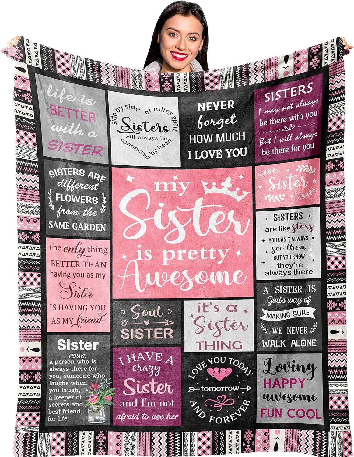 Cozy Fleece Sister Gifts , Sisters Birthday Gift Idea, Best Sister Ever Gift for Women, Birthday Gifts for Sisters, Sis Soft Thro... - Cozy Fleece Throw Blanket for Couch & Bed - Default Title