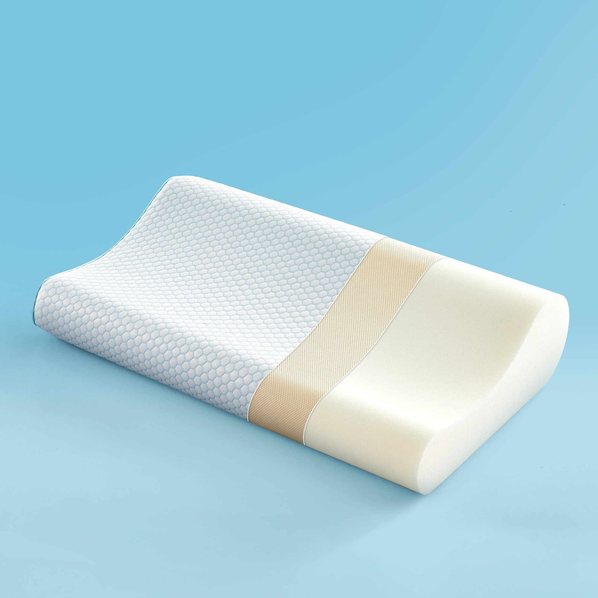 Decorative Plump Standard Cooling Memory Foam Pillow, Ergonomic Adjustable Orthopedic Contour Bed Pillows Neck Support for Side Back S... - Ergonomic Memory Foam Pillow for Neck Pain Support - Default Title