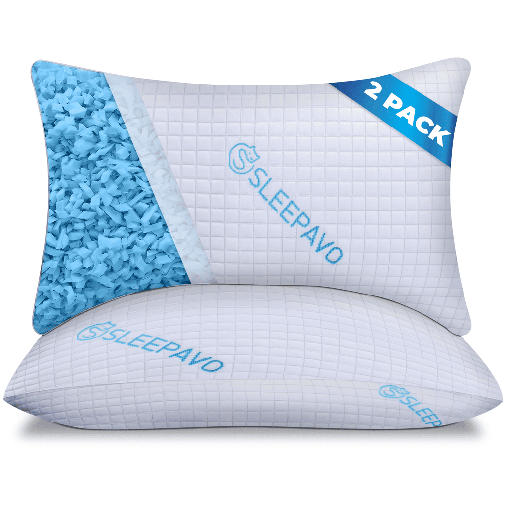 Fluffy Shredded Adjustable Shredded Memory Foam Pillows Queen Size Set of 2 - Extra Soft Cooling Bamboo Bed Pillows for Sleeping - Ba... - Decorative Throw Pillow Cushion for Sofa & Bed - Default Title