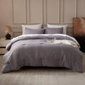 Fluffy Down Alternative Washed Comforter Set Full Size - 3 Pieces Soft Luxury Cationic Dyeing Bedding Sets, Linen-Like Texture Breathable Wri... - Hypoallergenic Ultra-Fluffy Quilt for Winter - Default Title