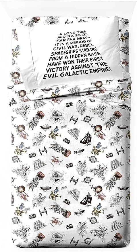 Ultra-Soft T-Shirt Comic 3 Piece Twin Size Bed Sheets Set - Disney Space Theme Bedding - Luxury Bed Sheet Set with Deep Pockets - Default Title