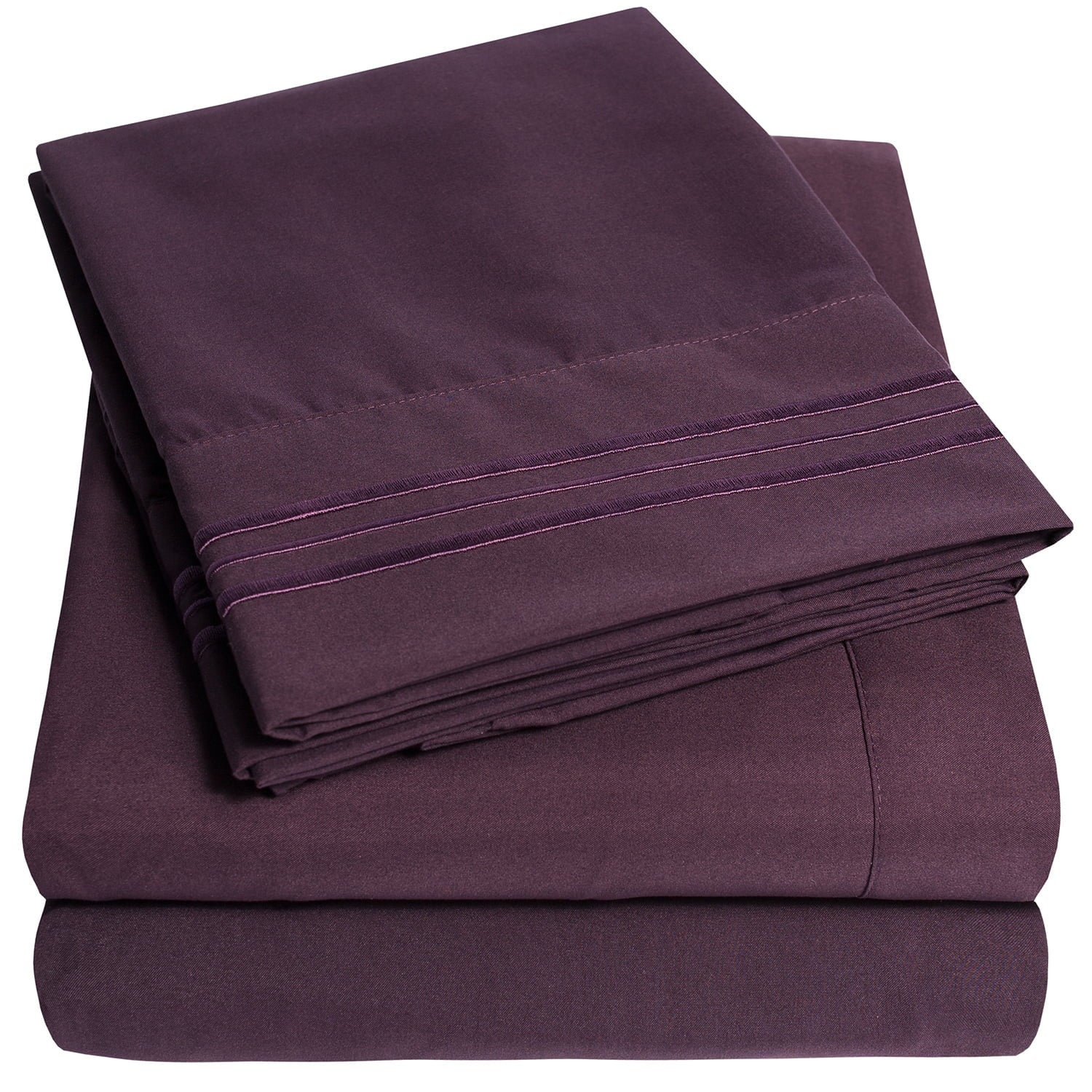 Wrinkle-Resistant 1800 Series Bed Sheets - Extra Soft Microfiber Deep Pocket Sheet Set - Purple, Full - Cooling Hotel Quality Bedding Sheets and Pillowcases - Default Title