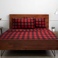 Breathable Luxury Buffalo Plaid Black and Red 4 Piece Bed Sheet Set - Twin - Premium Ultra-Soft Pillowcase Pair for Sleeping - Default Title