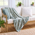 Reversible Sherpa Woven Chenille Plaid Throw Blanket, Green River , 50x72 Inches - Super Soft Reversible Sherpa Flannel Blanket - Default Title