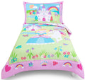 Luxurious Quilted Princess Toddler Bedding Set for Girls - 4-Piece Toddler Bed Comforter Sets for Girls, Reversible Comforter & Pillowc... - Cloud-Like Soft Lightweight Bed Comforter - Default Title