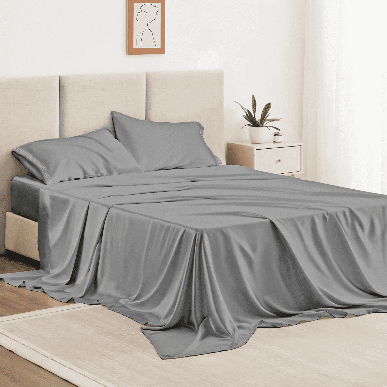 Premium Egyptian Cotton Twin Bed Sheet Set 3 Piece, Hotel Luxury Super Soft 1800 Series Microfiber Bed Sheets Set, Wrinkle Free Breathable, U... - Premium Ultra-Soft Pillowcase Pair for Sleeping - Default Title