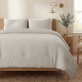 Luxurious Quilted 3 Pieces Queen Comforter Bedding Set, Beige Bed Comforter Set for All Seasons, 1 Lightweight Prewashed Comforter and ... - Luxurious Quilted Duvet Cover Set - Default Title