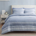 Luxurious Quilted Queen Comforter Set Blue, Bed in a Bag Queen Size Bedding 7-Pieces, Striped Bedding Set for All Seasons - Cloud-Like Soft Lightweight Bed Comforter - Default Title