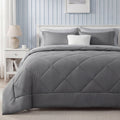 Hypoallergenic Cloud Queen Reversible Comforter Set - 7 Pieces Grey Bedding, Bed in a Bag with Alternative Comforter, Sheets, Pillowcases ... - Hypoallergenic Ultra-Fluffy Quilt for Winter - Default Title