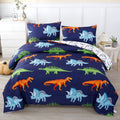 Hypoallergenic Cloud 3 Pcs Dinosaur Twin Size Bedding Sets for Boys, Dinosaur Printing Boys Comforter Set, Blue and White Reversible Bed C... - All-Season Down Alternative Comforter Insert - Default Title