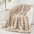 Cozy Fleece Taupe Faux Fur Bubble Blankets for Couch Chair Sofa Luxury Fluffy Thick Bubble Throw Blanket Furry Blanket Fuzzy Soft... - Cozy Fleece Throw Blanket for Couch & Bed - Default Title