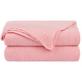 Reversible Sherpa Pure Cotton Soft Cable Knit Throw Blanket Pink 50" x 70" - Lightweight Plush Warm Blanket for All Seasons - Default Title