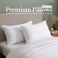 Decorative Plump Bed Pillow with White Stripes - Set of 2 - Ultra Cozy & Relaxing For Adults, (Queen, 28"L x 20" W) - Orthopedic Shredded Foam Bed Pillow Set - Default Title