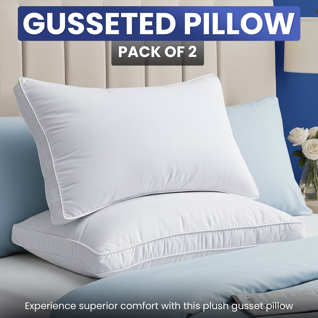 Fluffy Shredded Queen Bed Pillow, 26"L x 18" W, Set of 2, Soft and High-Quality, Gusseted Pillow for All Sleep Positions (White) - Ergonomic Memory Foam Pillow for Neck Pain Support - Default Title