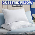Fluffy Shredded Queen Bed Pillow, 26"L x 18" W, Set of 2, Soft and High-Quality, Gusseted Pillow for All Sleep Positions (White) - Ergonomic Memory Foam Pillow for Neck Pain Support - Default Title