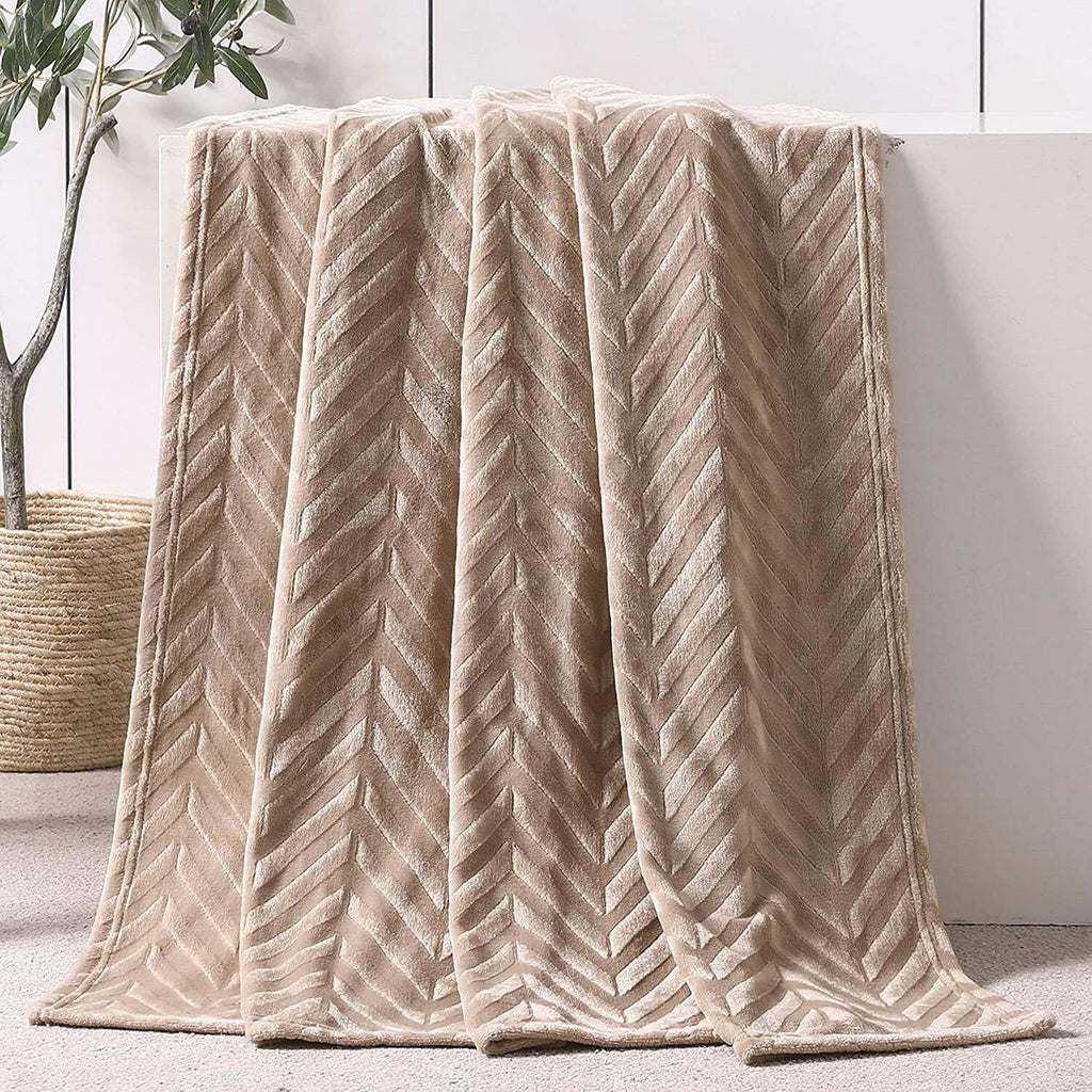 Super Soft Flannel Soft Flannel Fleece Lightweight 50"x60" Throw Blanket, Brushed Chevron Design Fluffy Plush Cozy Blanket for All Seaso... - Cozy Fleece Throw Blanket for Couch & Bed - Default Title