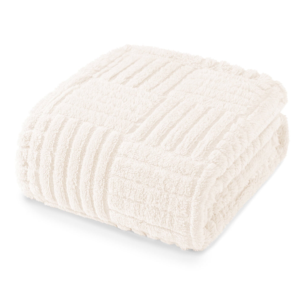 Decorative Knitted Fluffy Fleece Throw Blanket 50"x60" for Couch, Bed, Sofa, Fuzzy Soft Cozy Throw with Decorative Jacquard Pattern for ... - Super Soft Reversible Sherpa Flannel Blanket - Default Title